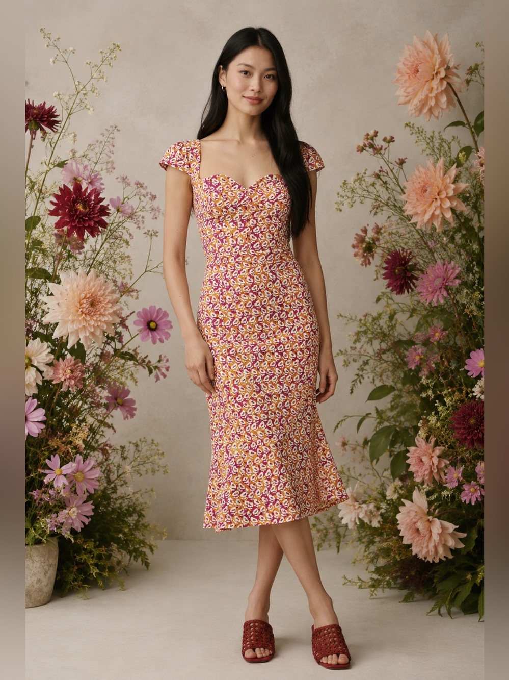🇺🇸Firm Price🇺🇸 The Cecily Fit & Flare sweetheart Midi Dress by Maeve